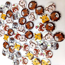 50Pcs Painted Cartoon Animal Wood Buttons Sewing Crafts For Children 20mm