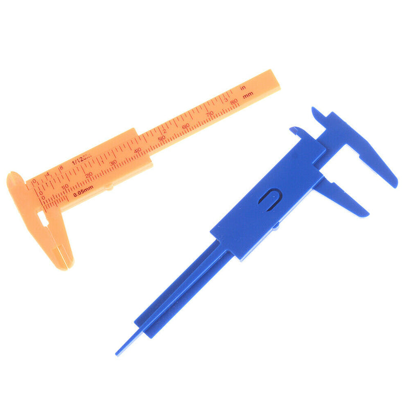 1x Mini sliding vernier caliper plastic measure ruler gauge double scale 80mm Cy