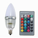 E12 3W LED Candle Lamp Candelabra Candlestick RGB Spot Light Bulb + Remote