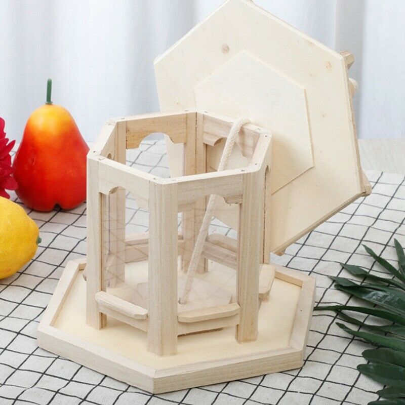 Wooden Bird Feeder House Birdhouse Hanging Nest with Loop Home Garden Yard  F4U5