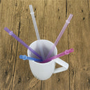 25Pcs Reusable Colorful Hard Plastic Stripe Drinking Straw Clean Wedding Party3C