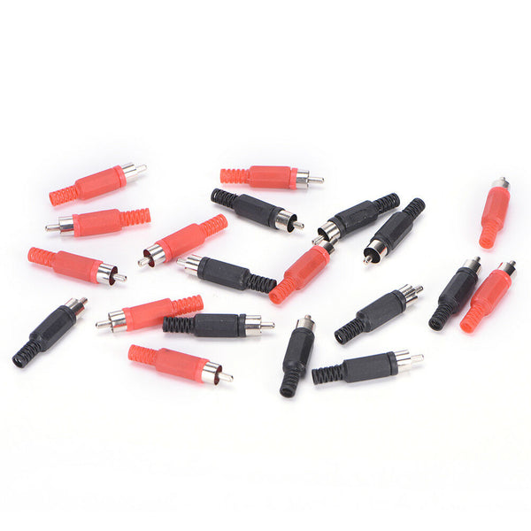 20X Black & Red Solder RCA Male Plug Audio Video Adapter Connector  JR