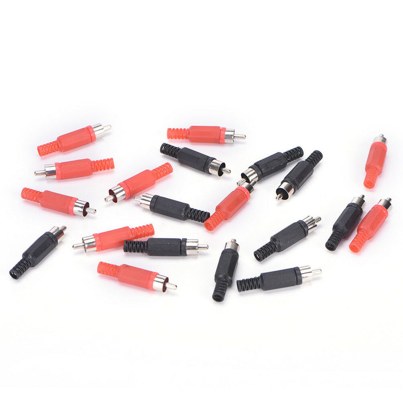 20X Black & Red Solder RCA Male Plug Audio Video Adapter Connector  JR