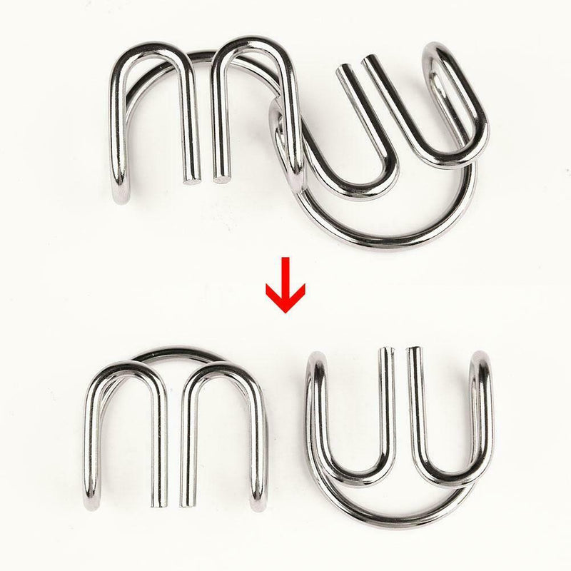 16pcs/2Set Metal Puzzle Wire IQ Mind Brain Kids Adults Stress Reliever Toys