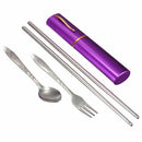 Portable 3in1 Stainless Steel Chopsticks Spoon Fork Travel Cutlery Dinner S F7T3