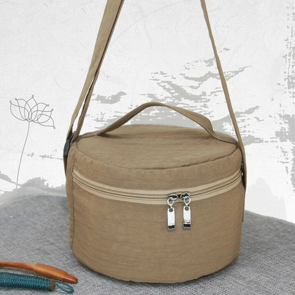 Zipper Closure Portable Canvas Waterproof Carry Bag Buddhism Singing Bowl Round