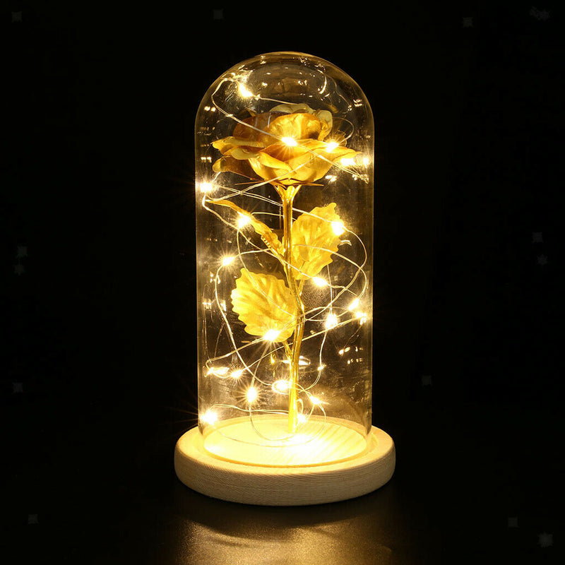 Mini Light Nightlight Rose Shaped With Wood