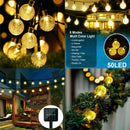 LED Solar Fairy Light Bulb String Outdoor Wedding  Warm White 9.5m 50Bulbs