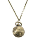 Retro Bronze Quartz Football Shape Steampunk Pocket Watch Necklace 31.5 inc N7F4