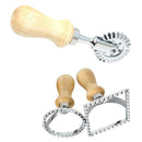 Ravioli Stamp Maker Cutter with Roller Wheel Set, Mold with Wooden Handle f Q2A3