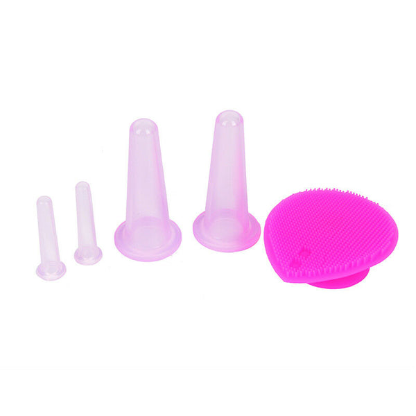 5Pcs/Set Silicone Face Cupping Cups Vacuum Cans Eye Back Massage+Cleansing B Kw