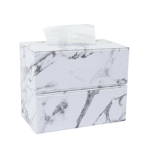 2x PU Leather Tissue Box Case Cover Paper Napkin Holder Home Office Decor
