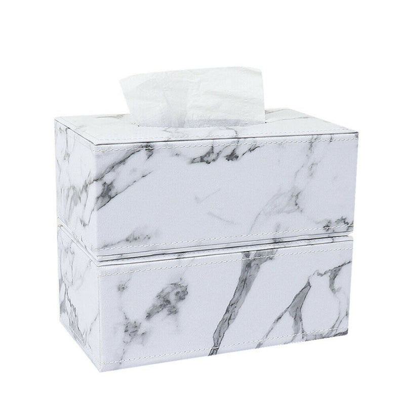 2x PU Leather Tissue Box Case Cover Paper Napkin Holder Home Office Decor
