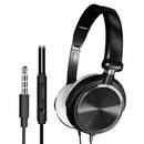 Wired Computer Headset Stereo Heavy Bass Earphones Over Ear Black with Mic
