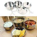 4pcs Stainless Steel Camping Cookware Cooking Picnic Bowl Pan Set TOP Pot W9P8