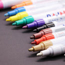 12PCS Non-toxic Permanent Waterproof Car Type Tire Metal Paint Pen Oil Marker