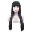 Womens Long Ladies Black Long Straight Natural Wig Hair Full Wigs For Party KBA