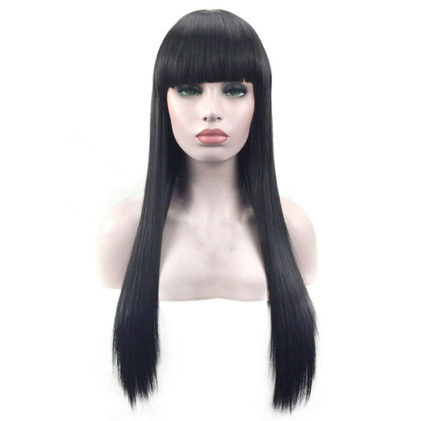 Womens Long Ladies Black Long Straight Natural Wig Hair Full Wigs For Party KBA