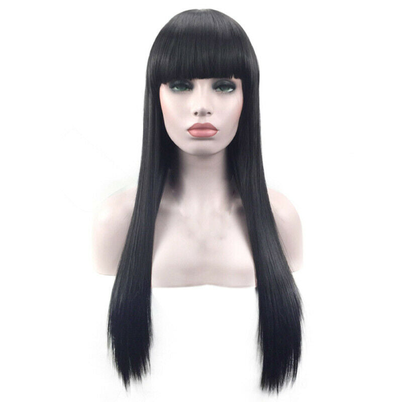 Womens Long Ladies Black Long Straight Natural Wig Hair Full Wigs For Party KBA