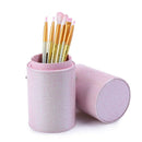 Portable PU Leather Cosmetic Storage Box Makeup Pen Brush Cup (S Pink) A