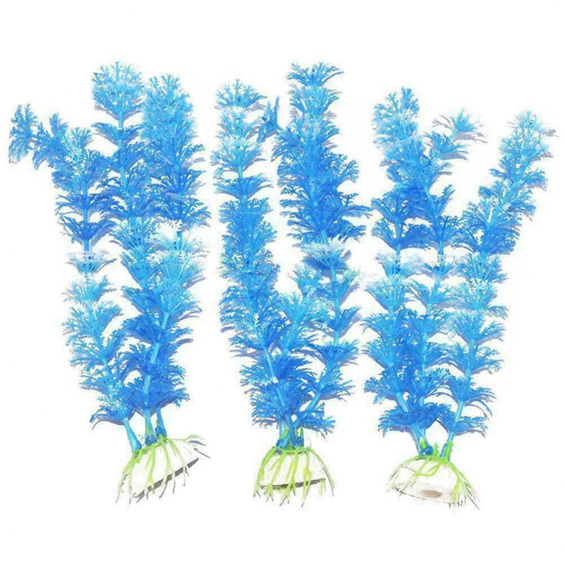 Aquarium Fish Tank Plastic Plant Tree Decoration Long White Blue Water T5F1 L8L1