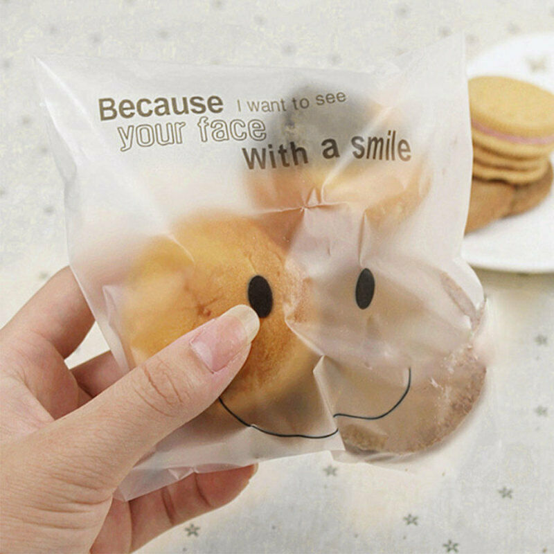 1 X Plastic Candy Biscuit DIY 50Pc Self-Adhesive Matte Thin Bag
