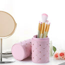 Fashion Leather Makeup Brush Storage Case Empty Holder Organizer (Pink S) A