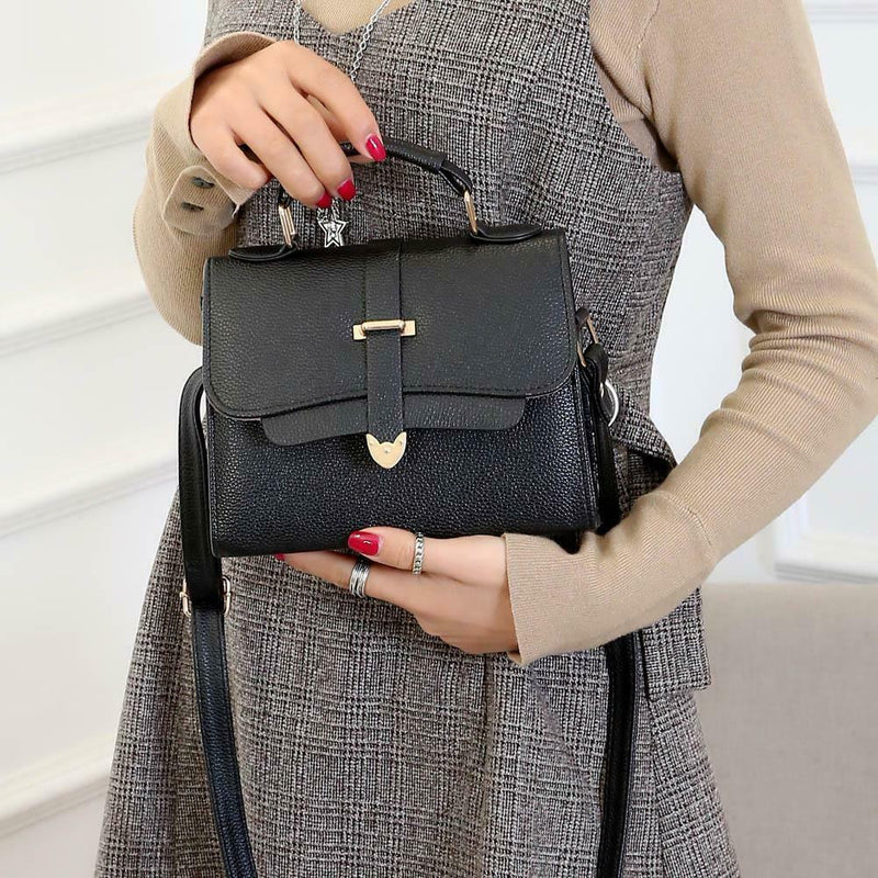 Women Top-Handbags Messenger Bags PU Leather Small Crossbody Bags(Black)