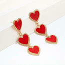 Elegant Red Love Heart Dangles Earrings Pendant Sweet Ear Drop for Women Jewelry