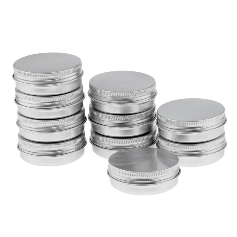 10pcs 5/15ml Empty Aluminium Cosmetic Pot Jar Tin Container Box w/Screw Lids