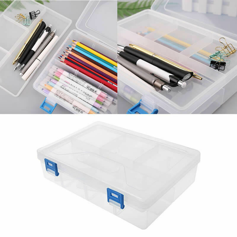 Double Layer Pencil Case Plastic Transparent Pen Storage Box Gift Kids School