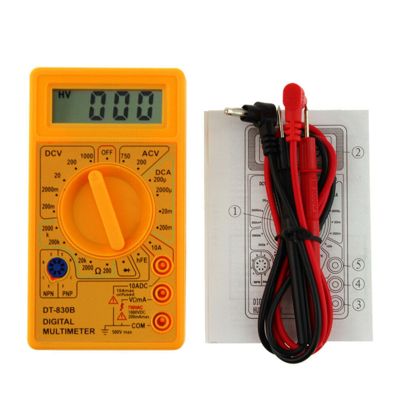 DT-830B LCD Digital Multimeter AC/DC 750/1000V Amp Volt Ohm Tester Meter