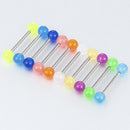 10Pcs/Set Body Piercing Jewelry Luminous Glow Tongue Rings Lip Nose Barbell Bars