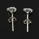 1 Pair 6MM Round Cubic Zirconia Anti allergic Crystal Stud Earrings-White