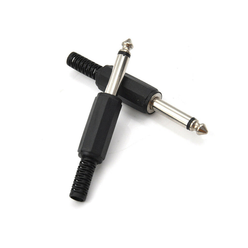 4Pcs 6.35mm 1/4" Male Jack Plug Cable Connector Black Plastic Solder Adapter  Z