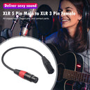 2pcs XLR Cable 5 Pin Male to 3 Pin Female Extension Cables for Microphone Mixer