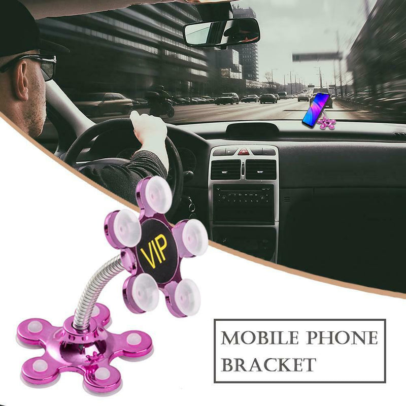 Flower Car Phone Stand 360 Rotatable Magic Suction Cup Holder Random Color