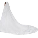 4 Meter White Cathedral Wedding Veils Long Lace Edge Bridal Veil with Comb