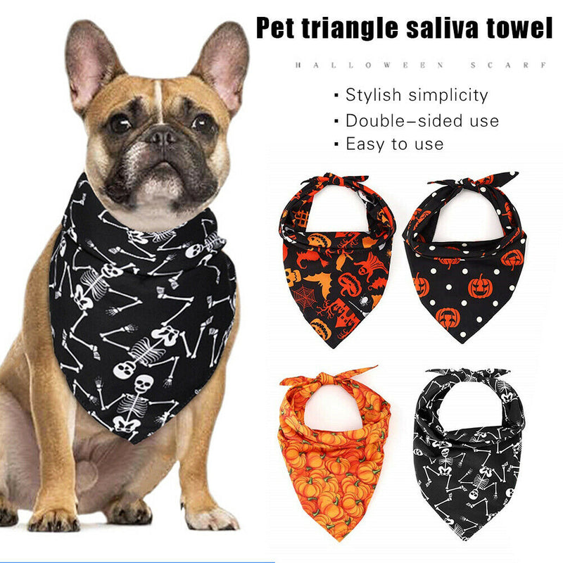 4pcs Scarf Collar Pet Bandana Cotton Puppy Triangle Saliva Scarf Halloween Decor