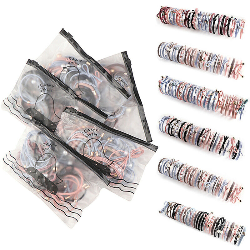 25pcs Women Girls Basic Knot Pearls Elastic Hair Bands Set Scrunchies Ponyta Gw