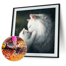 White Cat 5D Diamond DIY Painting Kit Home Decor Craft 35 X 35cm