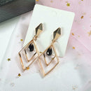 Fashion Geometric Dangle Ear Stud Women Hollowed Rhombus Earrings Jewelry