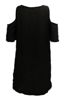 Black Summer Women Bodycon Sexy Strapless Short Sleeve Chiffon Clothes BeachV1Q2