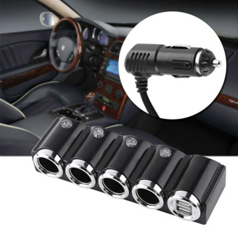 Car Dual USB One For Four Belt Switch Car Cigarette Lighter Charger Double NTC