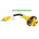 Parkworld 691975 Rv Power Cord Adapter 15 Amp Male 5-15P To 30 Amp Twist Lo