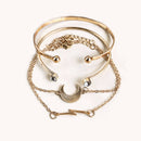 4pcs Creative Open Cuff Bangles Metal Moon Bracelet for Women Jewelry Gift