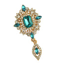 Fashion Blue Rhinestone Crystal Tear Drop Brooch Wedding Party Jewelry