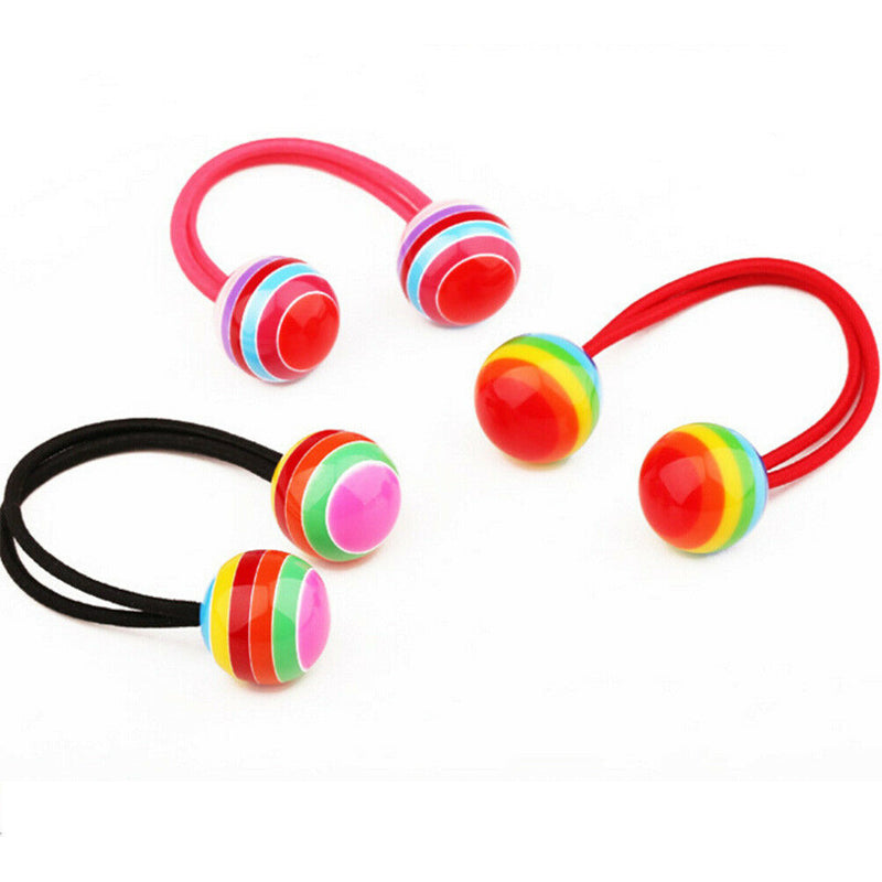 Striped Ball Elastic Rope  Hair Ties Ponytail Holder Head Band Hairbands SEA Gw