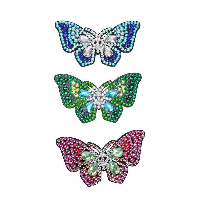 3pcs DIY Diamond Painting Hair Clip Butterfly Rhinestone Bobby Pin Headwear A