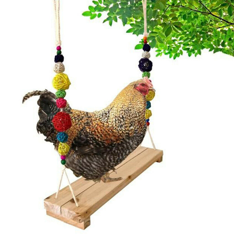 Wooden Colorful Handmade Chicken Swing Toys for Large Birds Parrots Hens Macaw